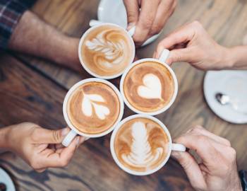 aerial shot of coffee cups 