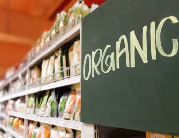 organic food aisle at store