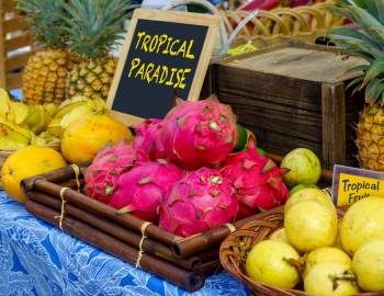 tropical fruit at a farmers market