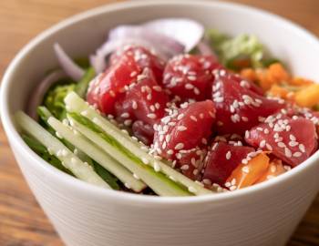 Poke bowl at a sushi restaurant