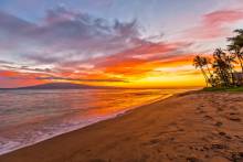 Kaanapali Beach on Maui, Hawaii at Sunset