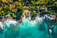 aerial shot of Makena beach on Maui