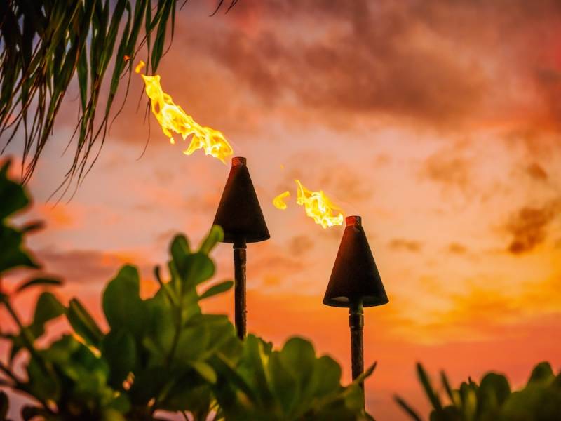 Tiki Torches at Sunset