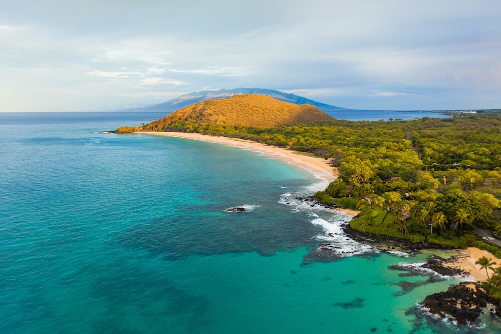 High Angle view of Makena State Park, Big Beach — Maui, Hawai