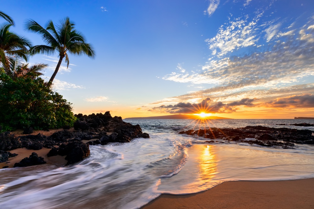Sunset at Makena Secret Beach in Wailea, Maui, HI