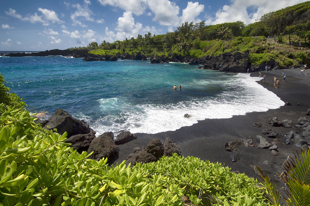 black sand beach in maui