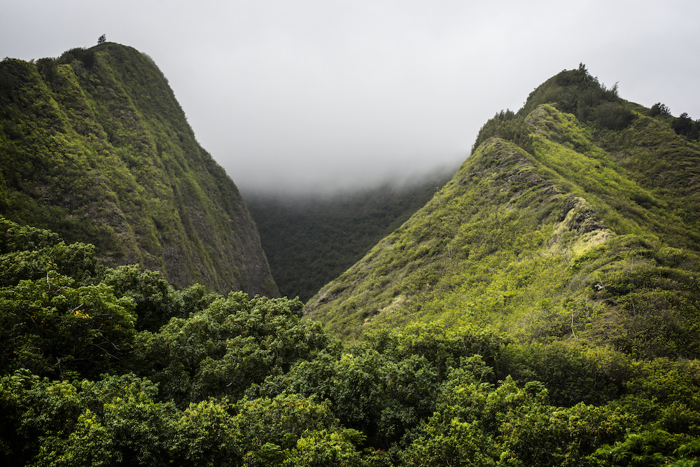 Cloudy mountains on Maui